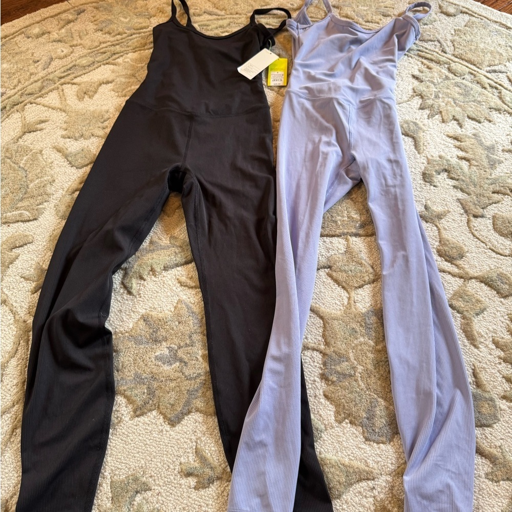 All in Motion set of 2 Ribbed Keyhole Jumpsuits Lavender XS and Black S - Target